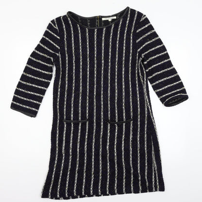 Full Circle Womens Blue Striped Knit Shift  Size L