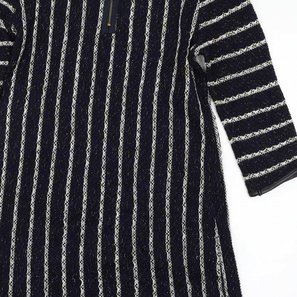 Full Circle Womens Blue Striped Knit Shift  Size L