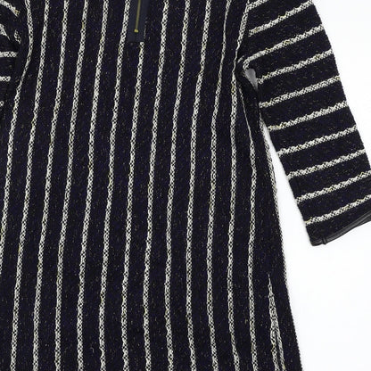 Full Circle Womens Blue Striped Knit Shift  Size L