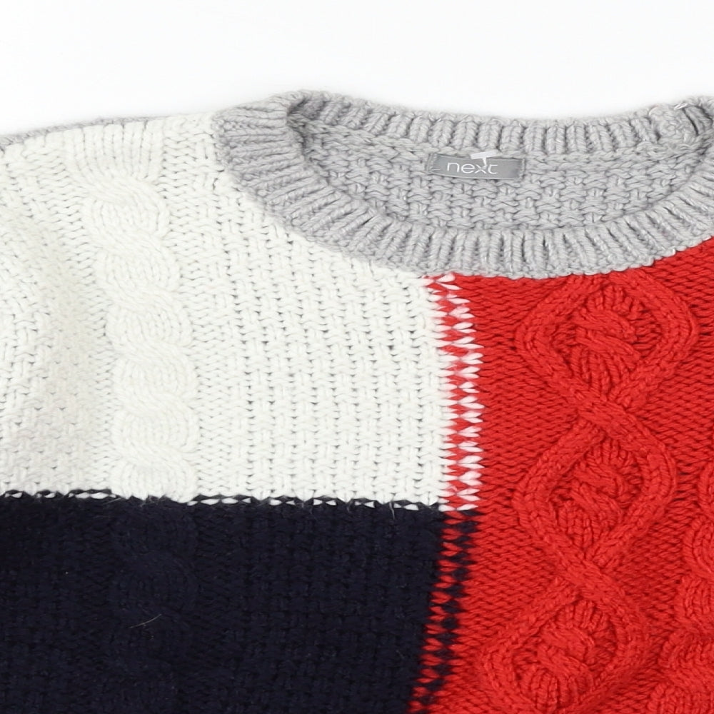NEXT Girls Multicoloured Geometric Knit Pullover Jumper Size 10 Years