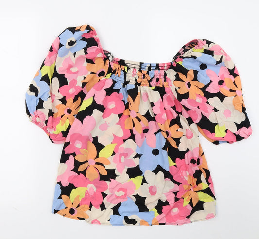 F&F Womens Black Floral  Basic Blouse Size 8