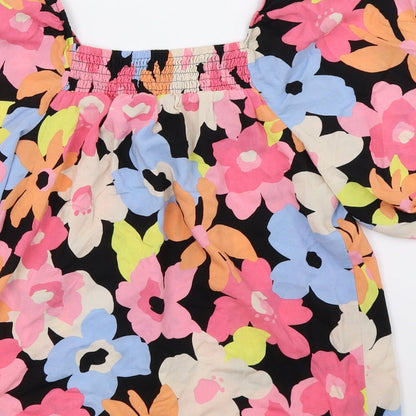 F&F Womens Black Floral  Basic Blouse Size 8