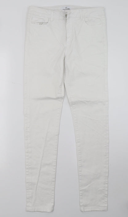 Womens UK Size 10 Preworn Regular Fit Skinny White Jeans