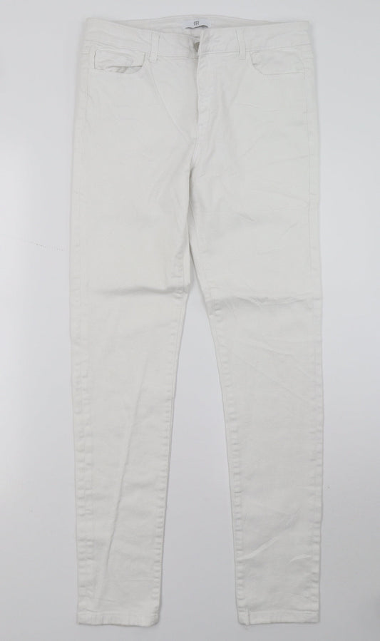 Womens UK Size 10 Preworn Regular Fit Skinny White Jeans