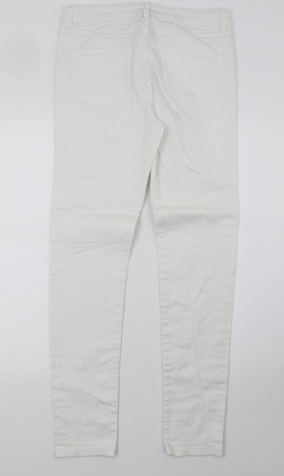 Womens UK Size 10 Preworn Regular Fit Skinny White Jeans