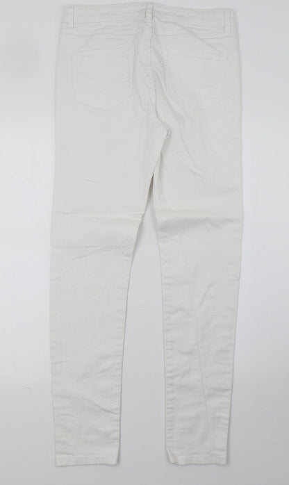 Womens UK Size 10 Preworn Regular Fit Skinny White Jeans