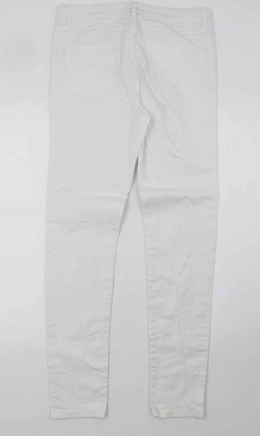 Womens UK Size 10 Preworn Regular Fit Skinny White Jeans