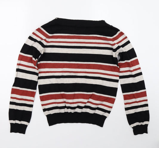 Debenhams Womens Black Striped  Pullover Jumper Size 12