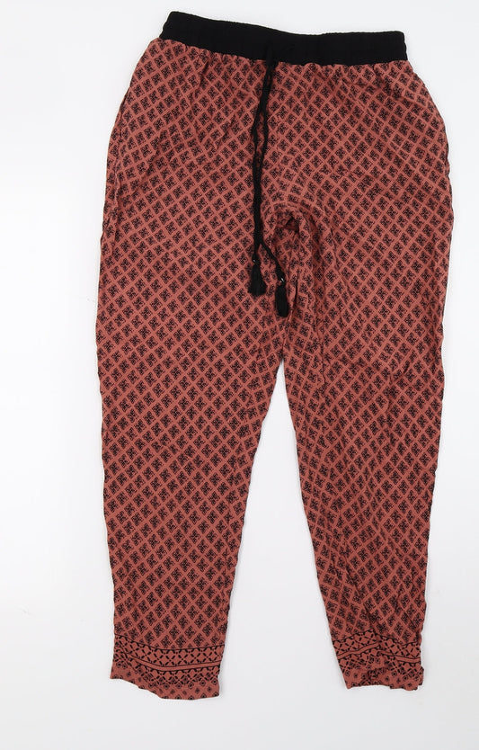 Newlook Womens Orange Floral  Trousers  Size M L26 in