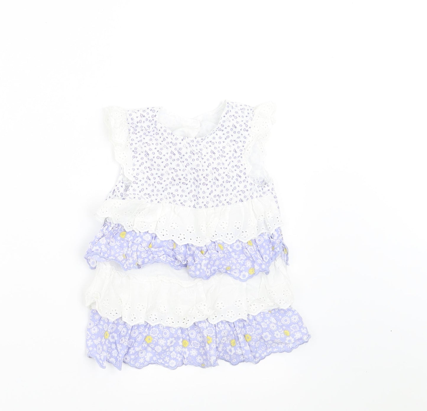 Mothercare Girls Blue Floral  A-Line  Size 12-18 Months