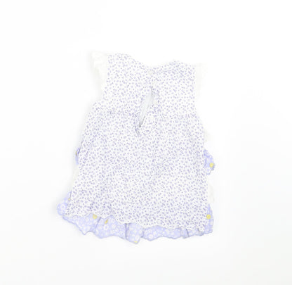 Mothercare Girls Blue Floral  A-Line  Size 12-18 Months
