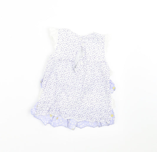 Mothercare Girls Blue Floral  A-Line  Size 12-18 Months