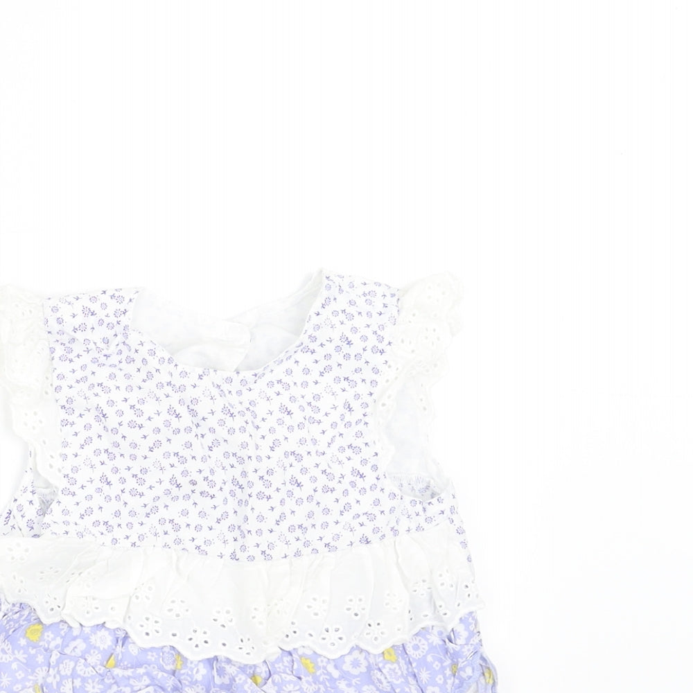 Mothercare Girls Blue Floral  A-Line  Size 12-18 Months