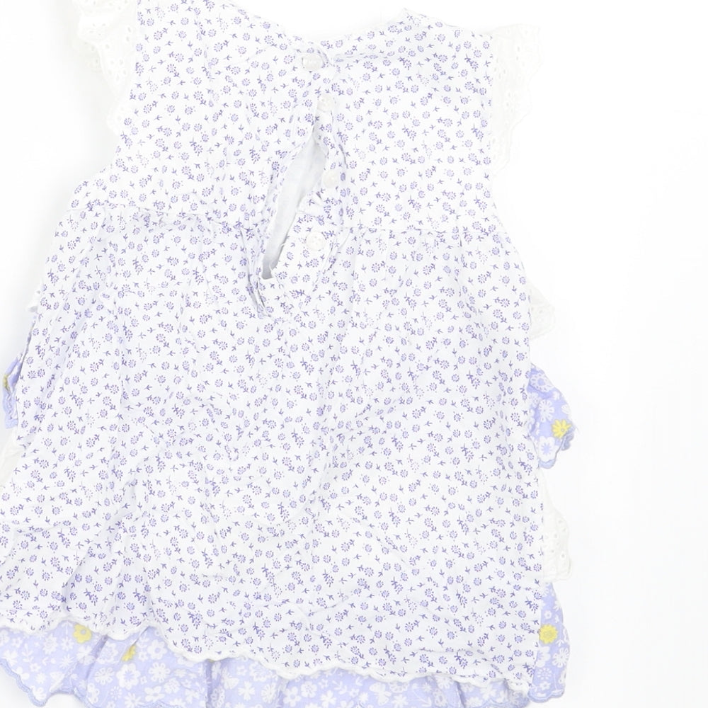 Mothercare Girls Blue Floral  A-Line  Size 12-18 Months