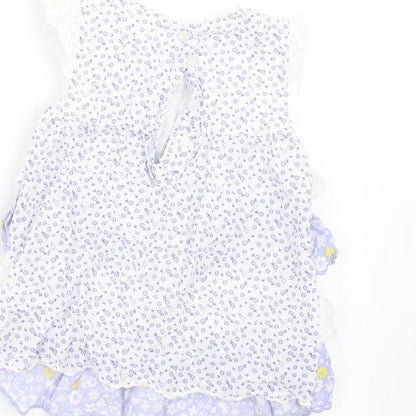 Mothercare Girls Blue Floral  A-Line  Size 12-18 Months