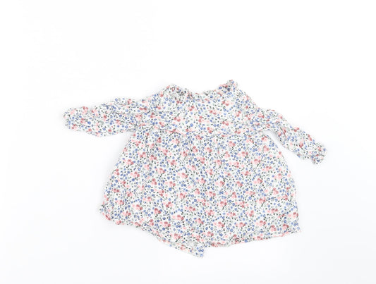 Charanga Girls White Floral  A-Line  Size 9-12 Months