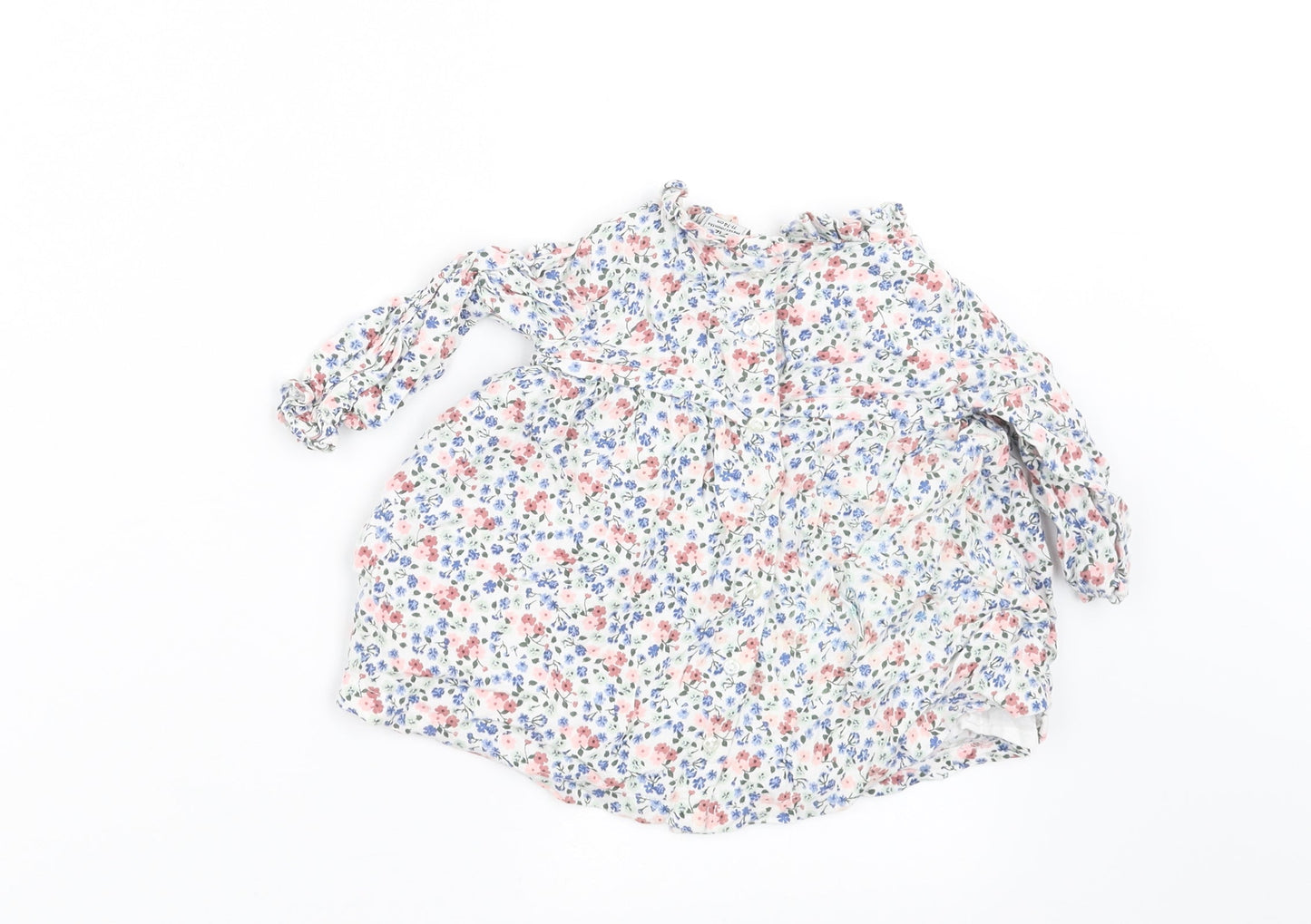 Charanga Girls White Floral  A-Line  Size 9-12 Months