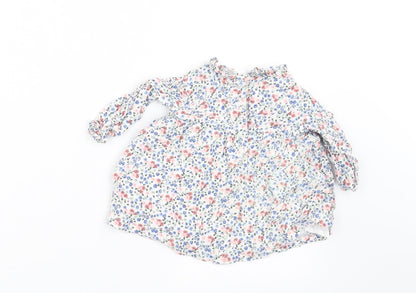 Charanga Girls White Floral  A-Line  Size 9-12 Months