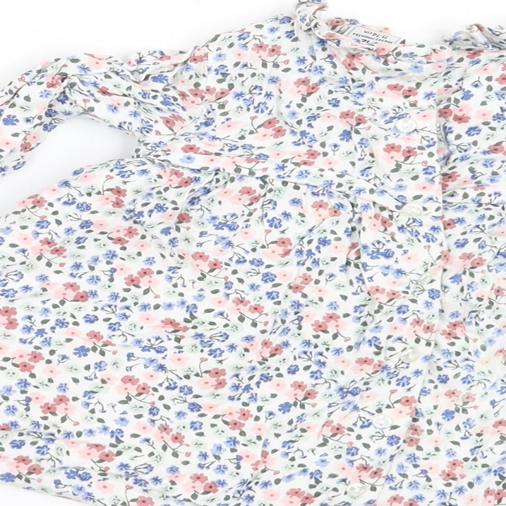 Charanga Girls White Floral  A-Line  Size 9-12 Months
