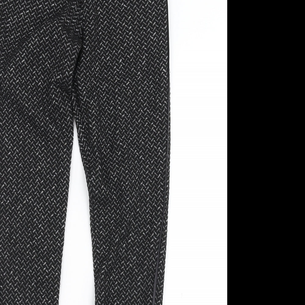 Pologarage Womens Black Herringbone  Trousers  Size 26 in L29 in