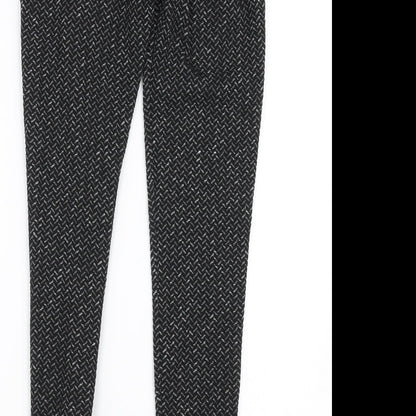 Pologarage Womens Black Herringbone  Trousers  Size 26 in L29 in