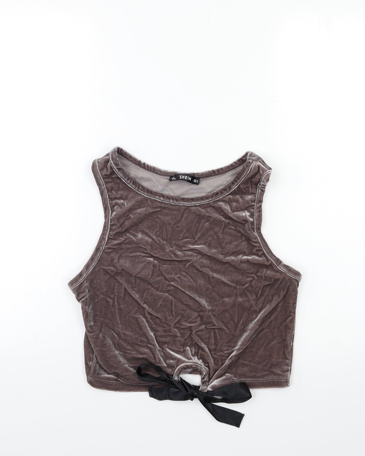 SheIn Womens Grey  Velour Basic Tank Size S