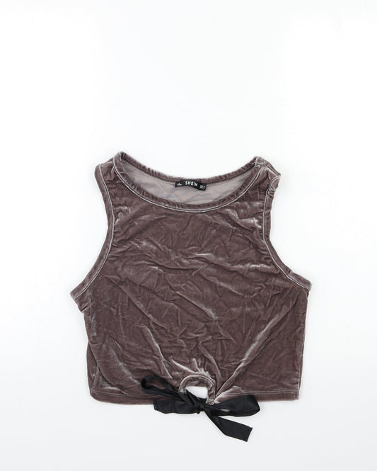 SheIn Womens Grey  Velour Basic Tank Size S