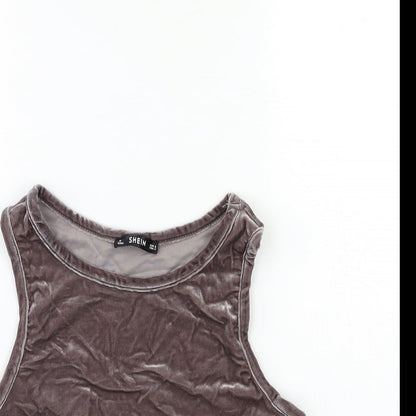 SheIn Womens Grey  Velour Basic Tank Size S