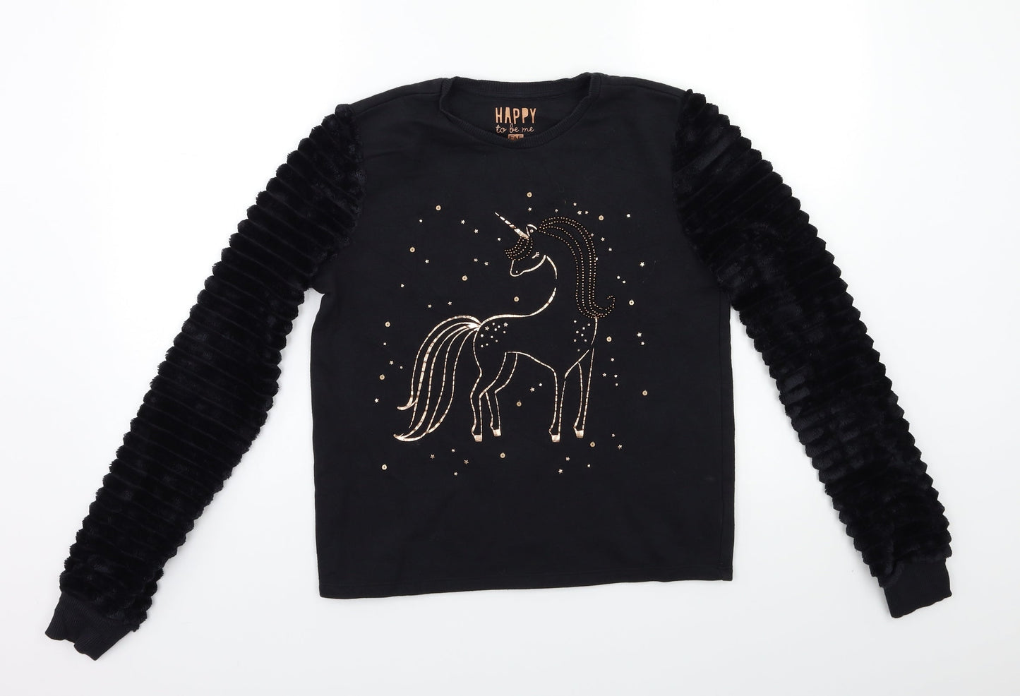 F&F Girls Black   Pullover Sweatshirt Size 13-14 Years