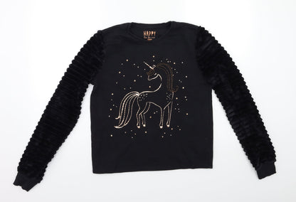 F&F Girls Black   Pullover Sweatshirt Size 13-14 Years