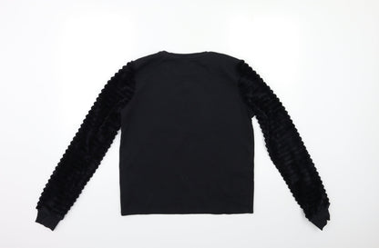 F&F Girls Black   Pullover Sweatshirt Size 13-14 Years