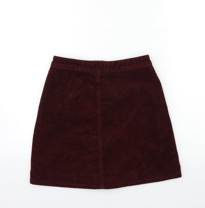 Denim & Co. Womens Red  Corduroy Mini Skirt Size 8