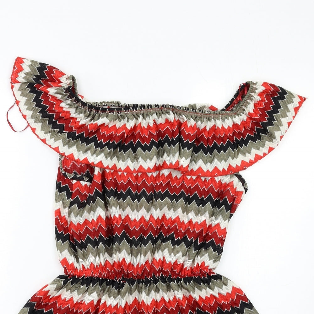 George Womens Red Striped  Shift  Size L