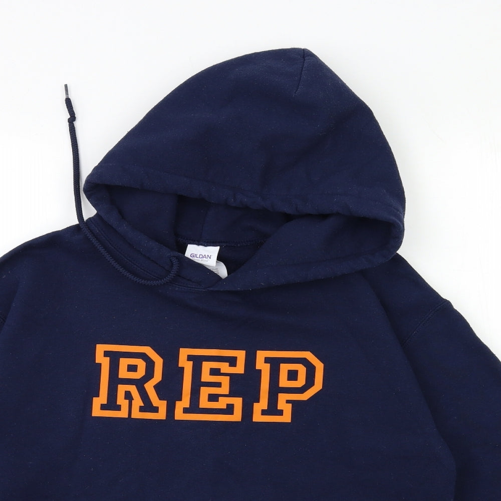 Mens UK Size S Gildan Blue Pullover Hoodie