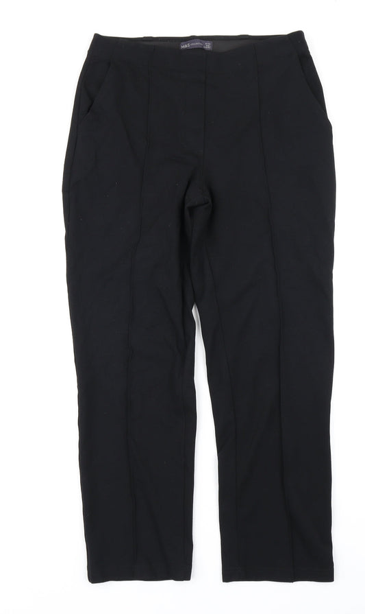 M&S Collection Womens Black   Trousers  Size 10 L25 in
