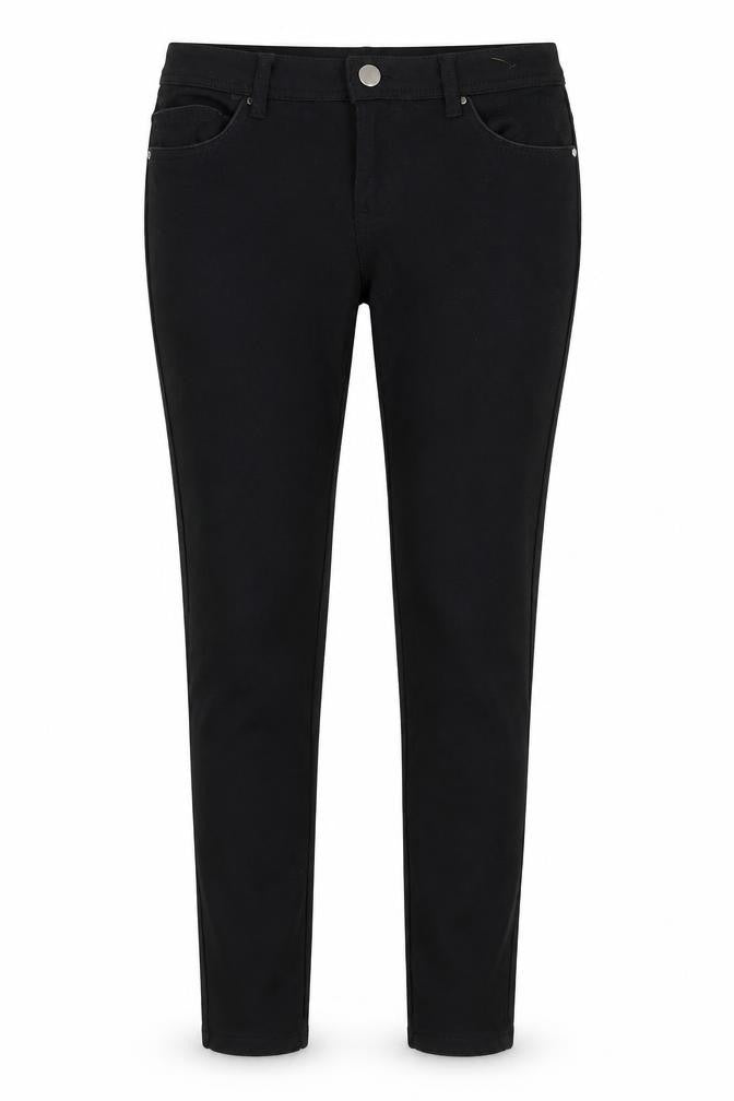 Front view of Denim Co women’s black denim skinny jeans, size UK 8, 28-inch leg