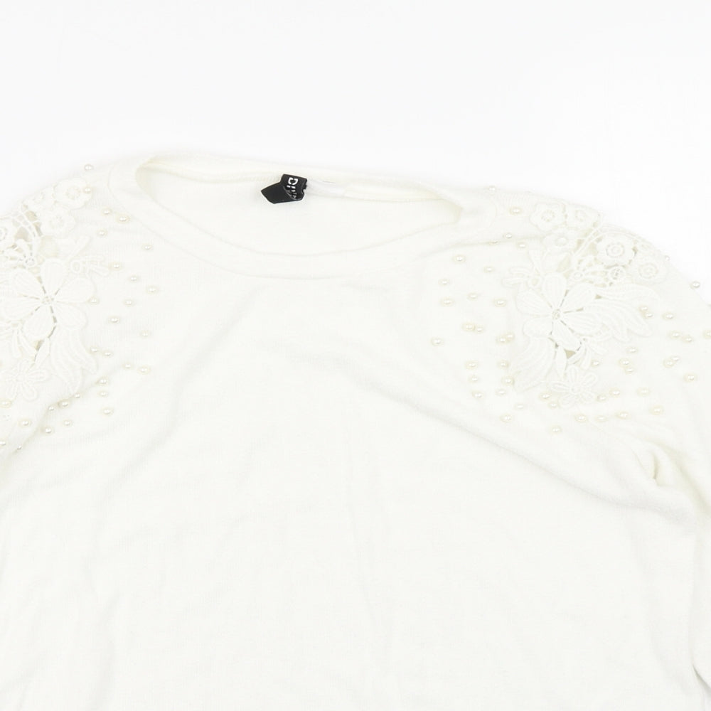 Womens UK Size S Divided White Basic T-Shirt