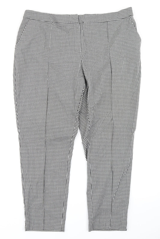 Nutmeg Womens Black Check  Trousers  Size 20 L24 in
