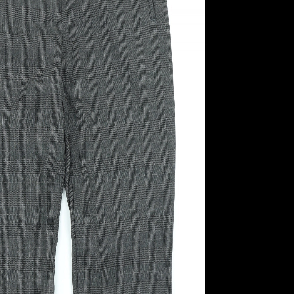 M&S Collection Mens Grey Plaid  Trousers  Size 16 L28 in