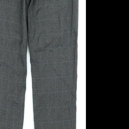 M&S Collection Mens Grey Plaid  Trousers  Size 16 L28 in