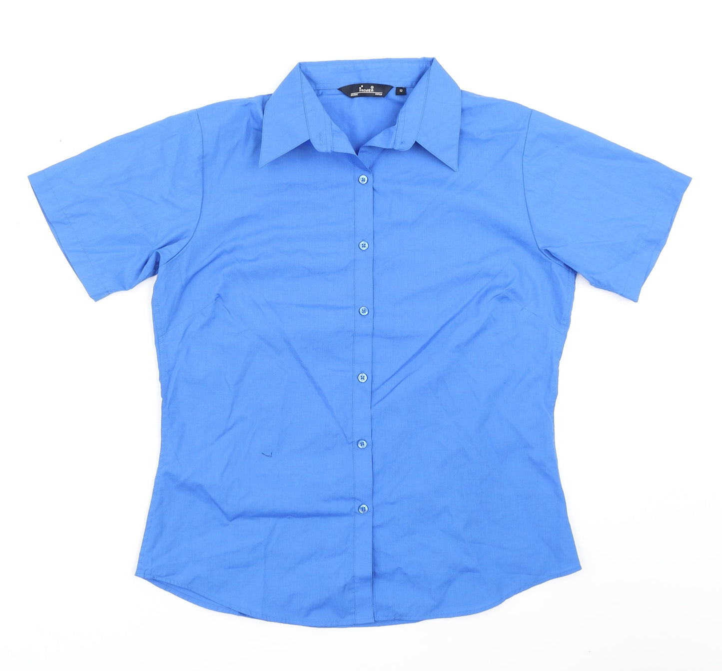Womens UK Size 12 Premier Blue Basic Button-Up