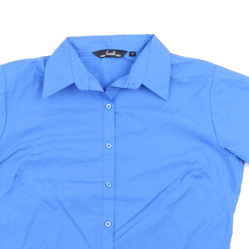 Womens UK Size 12 Premier Blue Basic Button-Up