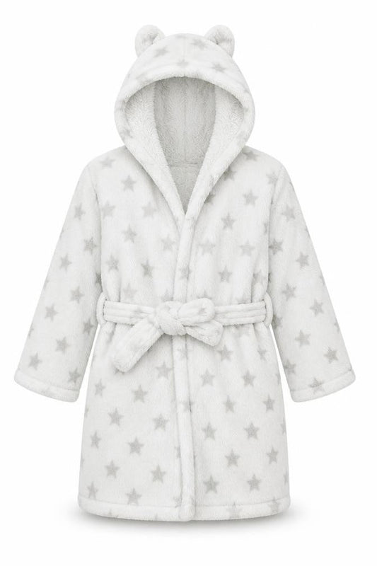 F&F Baby Grey Solid  Kimono Robe Size 9-12 Months  - Bear Ear Hood