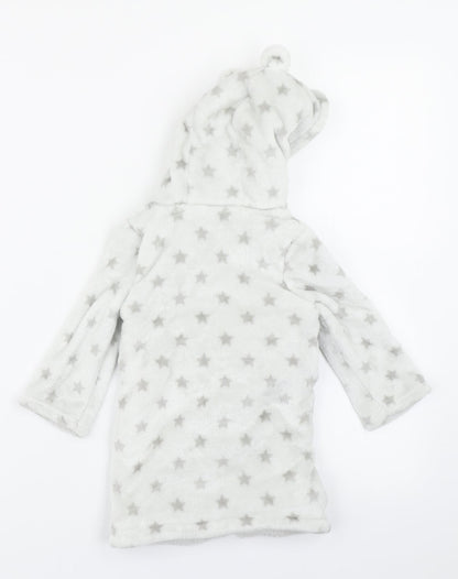 F&F Baby Grey Solid  Kimono Robe Size 9-12 Months  - Bear Ear Hood