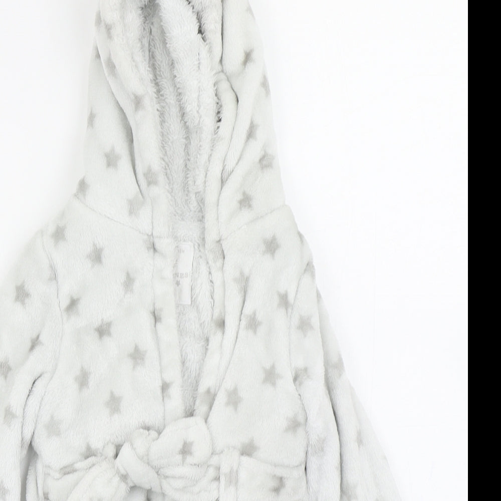 F&F Baby Grey Solid  Kimono Robe Size 9-12 Months  - Bear Ear Hood