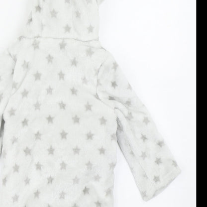 F&F Baby Grey Solid  Kimono Robe Size 9-12 Months  - Bear Ear Hood