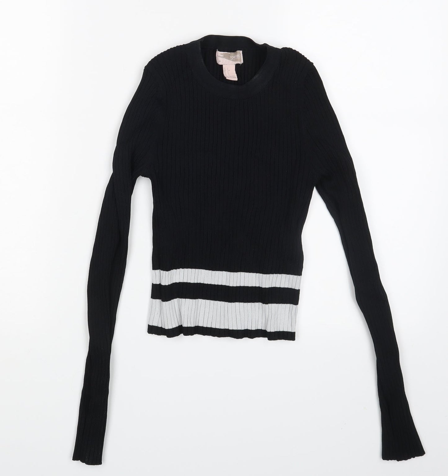 FOREVER 21 Womens Black Striped  Pullover Jumper Size S
