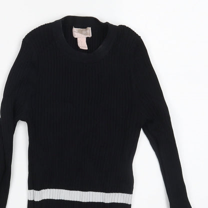 FOREVER 21 Womens Black Striped  Pullover Jumper Size S