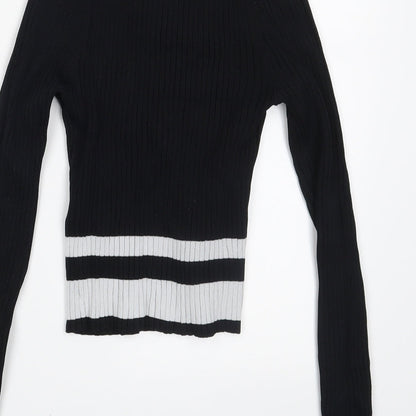 FOREVER 21 Womens Black Striped  Pullover Jumper Size S