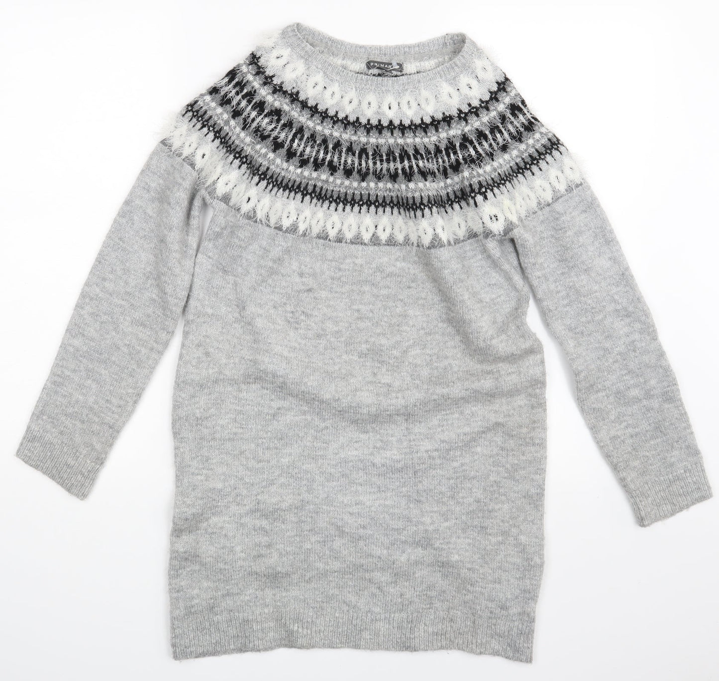 George Girls Grey Gingham  Pullover Jumper Size 12-13 Years